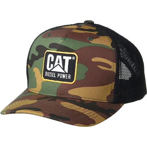 Cappello con Visiera CAT Nero e Mimetico - Con  Fascia Antisudore e Chiusura Regolabile