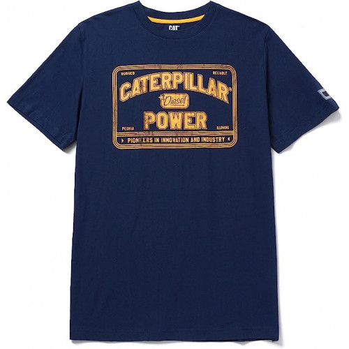 Camiseta hombre 100% algodón — Manga corta con logo — Caterpillar
