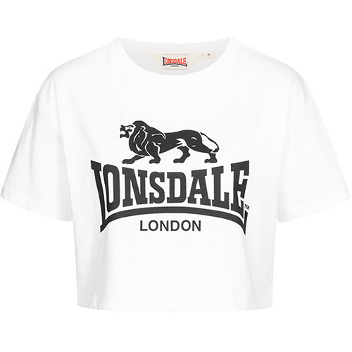 T-shirt cropped donna girocollo in cotone — Lonsdale