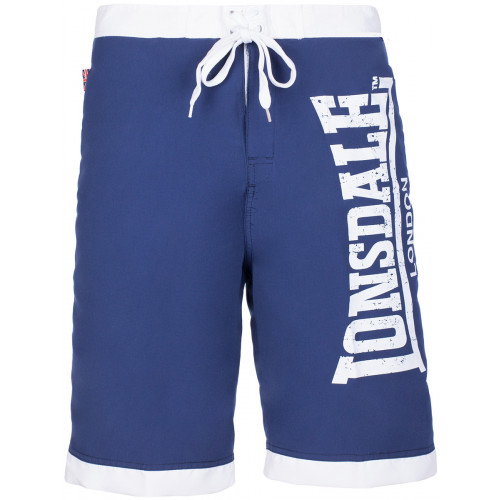 Men's solid polyester swim bermuda with side logo — Lonsdale