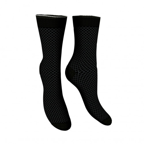 Lurex 1 Paar — Damen Kurzsocken aus warmem Baumwollstoff mit Rautenmuster — Zenzerò