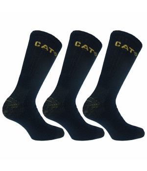 Calcetines de trabajo Caterpillar — 3 pares, doble refuerzo en puntera y talón, media caña