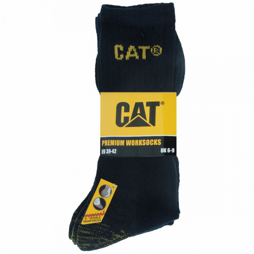 Caterpillar work socks — 3 pack, reinforced toe & heel, mid-calf