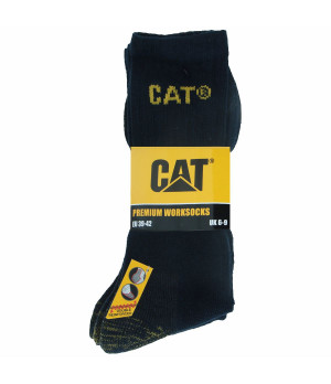 Calcetines de trabajo Caterpillar — 3 pares, doble refuerzo en puntera y talón, media caña