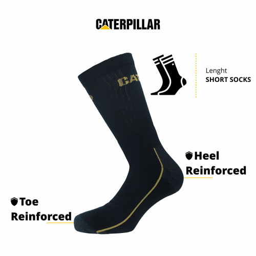 Chaussettes de travail CORDURA 3 paires — renforcées pointe et talon, coton thermorégulateur Caterpillar