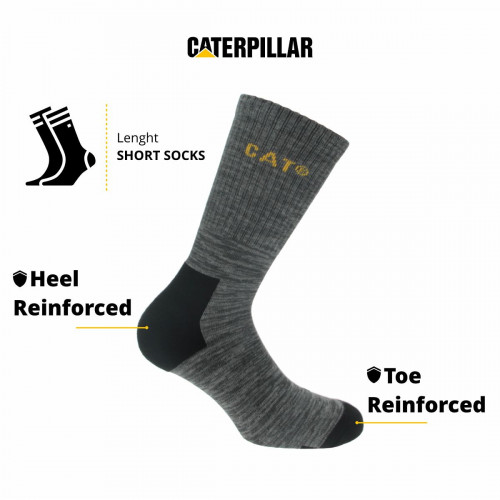 Chaussettes de travail lot de 3 en coton extensible — pointe et talon renforcés Caterpillar