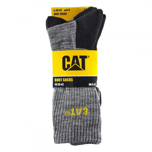 3-Pack Stretch Cotton Work Socks — Reinforced Toe & Heel Caterpillar
