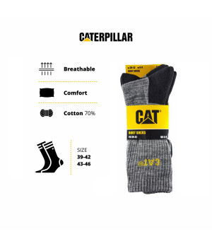 Chaussettes de travail lot de 3 en coton extensible — pointe et talon renforcés Caterpillar