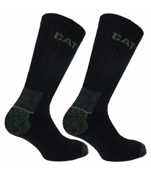 Thermal work socks 2-pack 43% wool reinforced mid-calf — Caterpillar