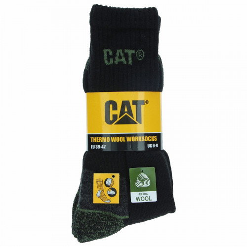 Thermal work socks 2-pack 43% wool reinforced mid-calf — Caterpillar