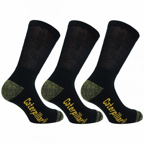 Antibacterial Cotton Work Socks 3-Pack, Diabetic Support, Reinforced Toe & Heel — Caterpillar