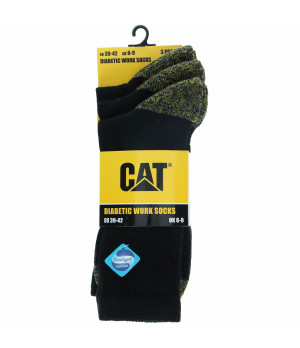 Chaussettes de travail en coton antibactérien 3 paires, soutien pour diabétiques, pointe et talon renforcés — Caterpillar
