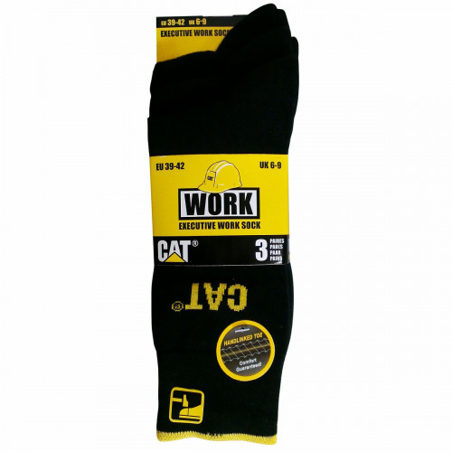 Calcetines de trabajo 3 pares — talón y puntera reforzados en algodón remallado Caterpillar