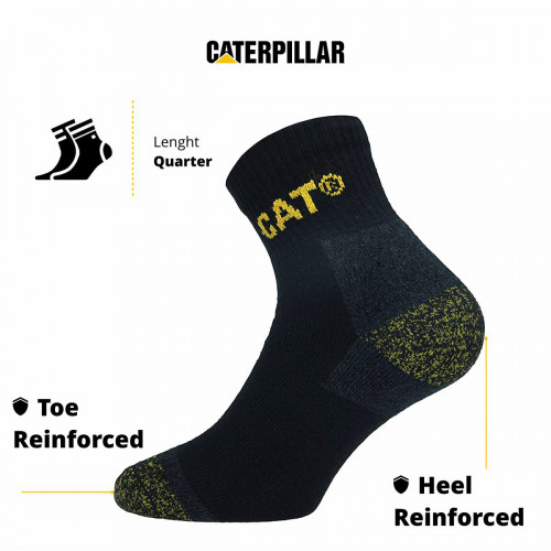 Caterpillar Arbeitssocken — 3er-Pack, doppelte Verstärkung an Zehen und Ferse, thermoregulierende Baumwolle