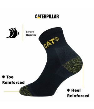 Caterpillar Arbeitssocken — 3er-Pack, doppelte Verstärkung an Zehen und Ferse, thermoregulierende Baumwolle