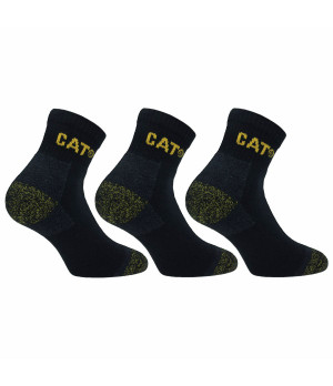 Chaussettes de travail Caterpillar — 3 paires, double renfort pointe et talon, coton thermorégulant