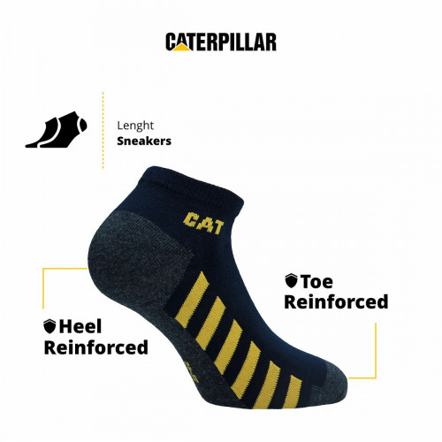 Chaussettes 3 paires, hauteur cheville, pointe et talon renforcés, 75 % coton — Caterpillar
