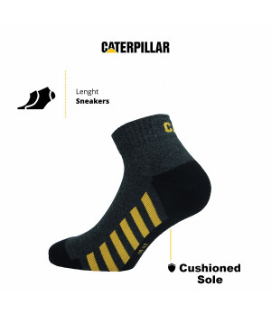 Calcetines de trabajo 3 pares algodón reforzado punta y talón, plantilla de esponja — Caterpillar