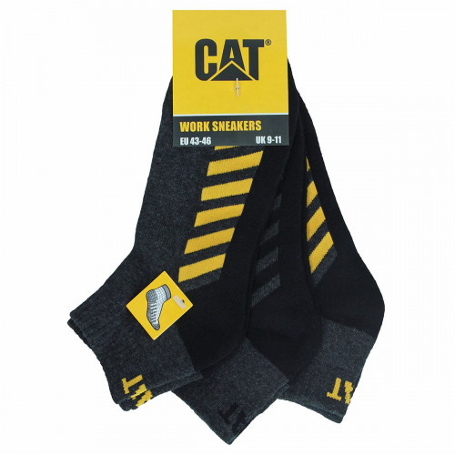 3-pack work socks reinforced cotton, toe & heel, cushioned insole — Caterpillar