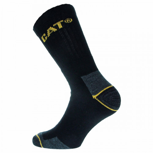 3-Pack Caterpillar Work Socks — Reinforced Toe & Heel, Sponge Insole
