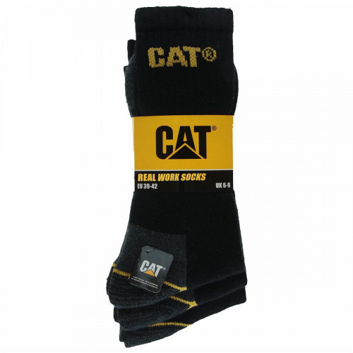 3-Pack Caterpillar Work Socks — Reinforced Toe & Heel, Sponge Insole
