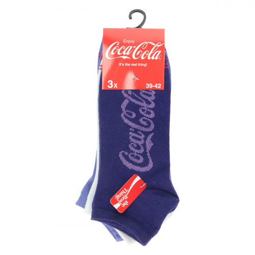 Calzini da Donna Coca Cola - 3 Paia in Cotone Elasticizzato Altezza Caviglia