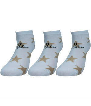 Calze Moda Ragazza Girl Trend - 3 Paia Fantasia Stelline Hollywood Altezza Caviglia