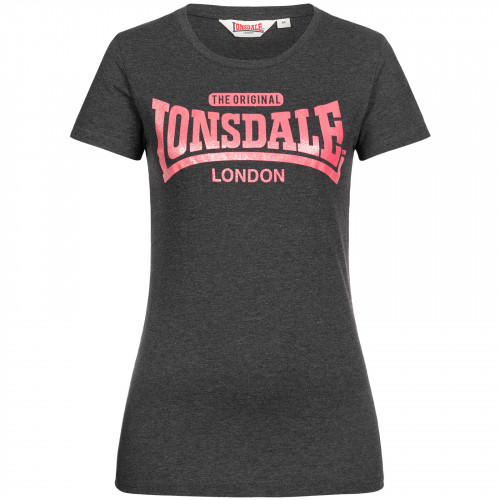 T-shirt donna con stampa glitterata sul petto, manica corta in misto cotone — Lonsdale
