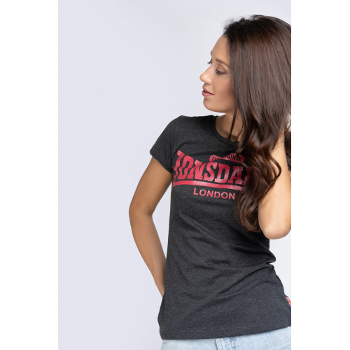 Women's t-shirt with glitter chest print, short sleeves in cotton blend — Lonsdale