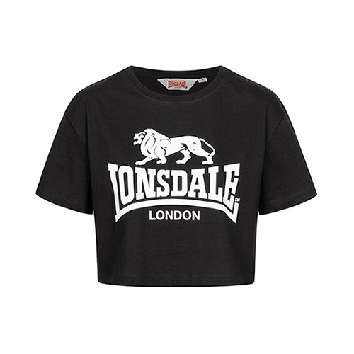 Camiseta cropped mujer cuello redondo de algodón — Lonsdale