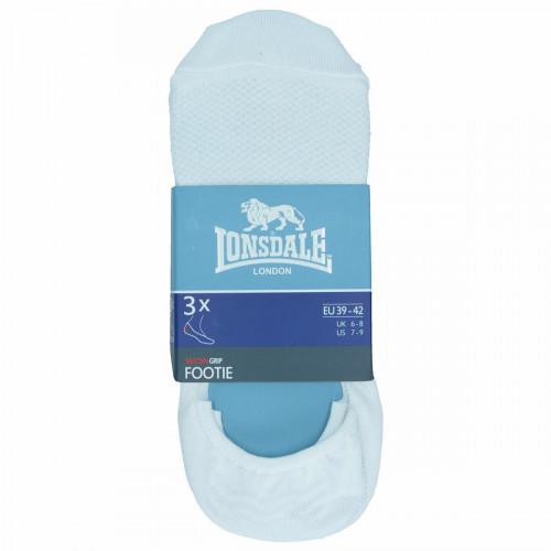 Chaussettes invisibles 3 paires en coton avec silicone au talon — Lonsdale