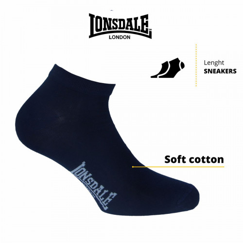 Calzini Lonsdale Unisex - 3 Paia in Cotone Pettinato Traspirante Altezza Caviglia