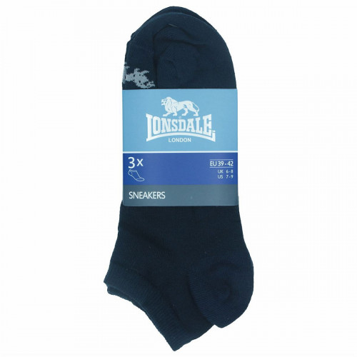 Calcetines tipo sneaker de algodón peinado 3 pares — tobilleros unisex Lonsdale