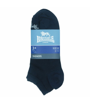 Calcetines tipo sneaker de algodón peinado 3 pares — tobilleros unisex Lonsdale