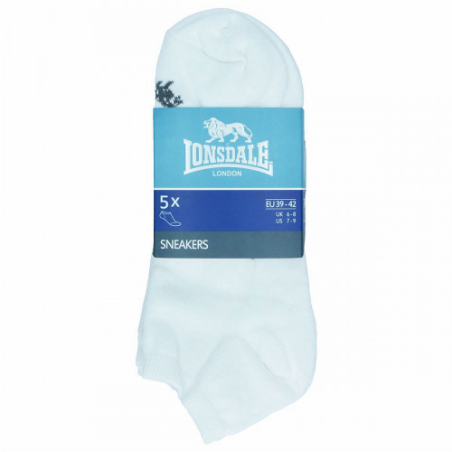 Sneaker-Socken aus gekämmter Baumwolle, 5er-Pack, knöchelhoch und atmungsaktiv — Lonsdale