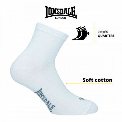 Combed cotton ankle socks — 3 pairs Lonsdale