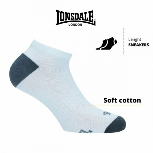 Calze Sportive Lonsdale - 3 Paia in Cotone Pettinato Traspirante Altezza Caviglia