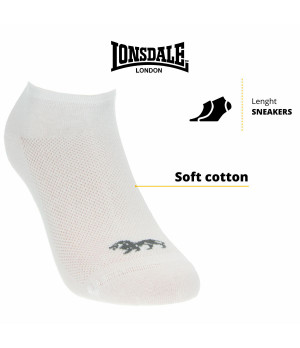 No-show pique cotton socks 3 pack, anti-slip cuff — Lonsdale