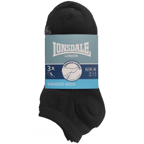 Calcetines de algodón peinado 3 pares tobilleros transpirables — Lonsdale