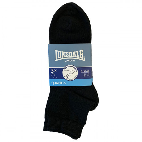Chaussettes en coton peigné 3 paires mi-cheville unisexes Lonsdale