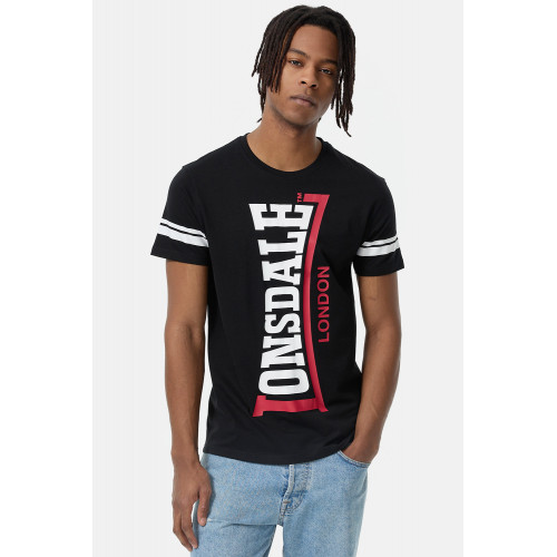 T-shirt homme 100% coton avec logo vertical bicolore — Lonsdale