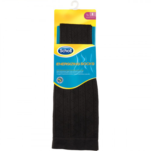 Calze a Compressione Graduata Leggera Donna Scholl - 1 Paio Energizing Socks Microfantasia  Nere