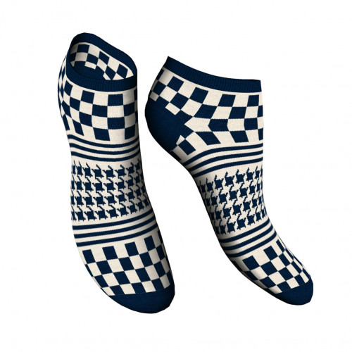 Chaussettes cheville femme en coton chaud — 1 paire — motif géométrique — Zenzerò