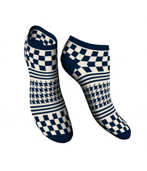 Knöchelsocken aus warmem Baumwollmix — 1 Paar — geometrisches Muster — Zenzerò