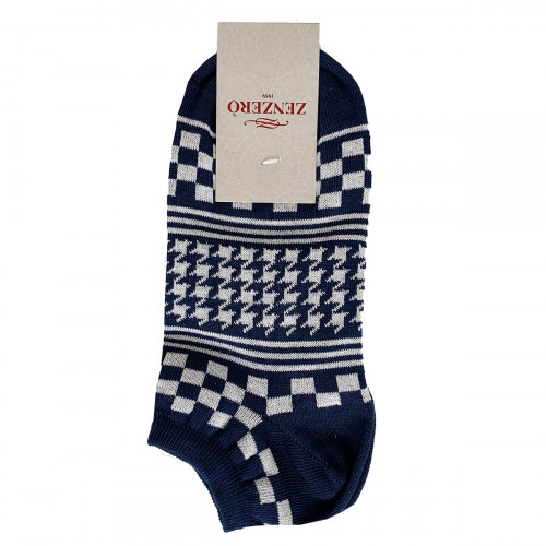 Knöchelsocken aus warmem Baumwollmix — 1 Paar — geometrisches Muster — Zenzerò