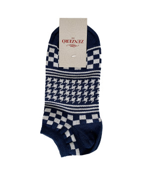 Warm cotton ankle socks — 1 pair — geometric pattern — Zenzerò
