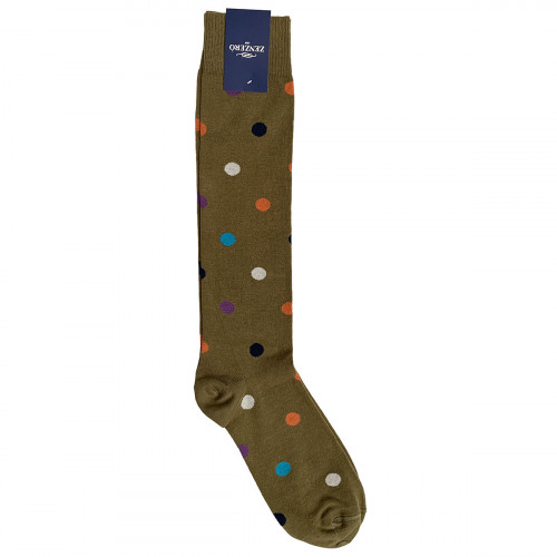 Calze Uomo Particolari Lunghe in Caldo Cotone con Fantasia a Pois Zenzerò - Taglia Unica 40/45 in Vari Colori