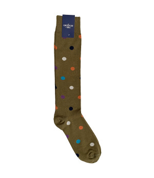 Calze Uomo Particolari Lunghe in Caldo Cotone con Fantasia a Pois Zenzerò - Taglia Unica 40/45 in Vari Colori