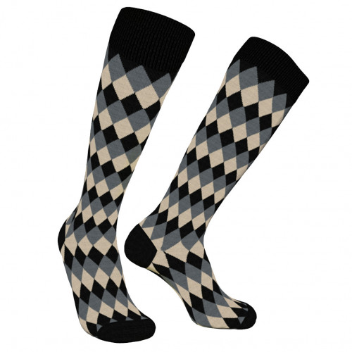Men's long socks 1 pair in warm cotton, argyle pattern — Zenzerò