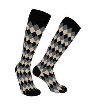 Lange Herrensocken 1 Paar aus warmem Baumwollmix, Rautenmuster — Zenzerò